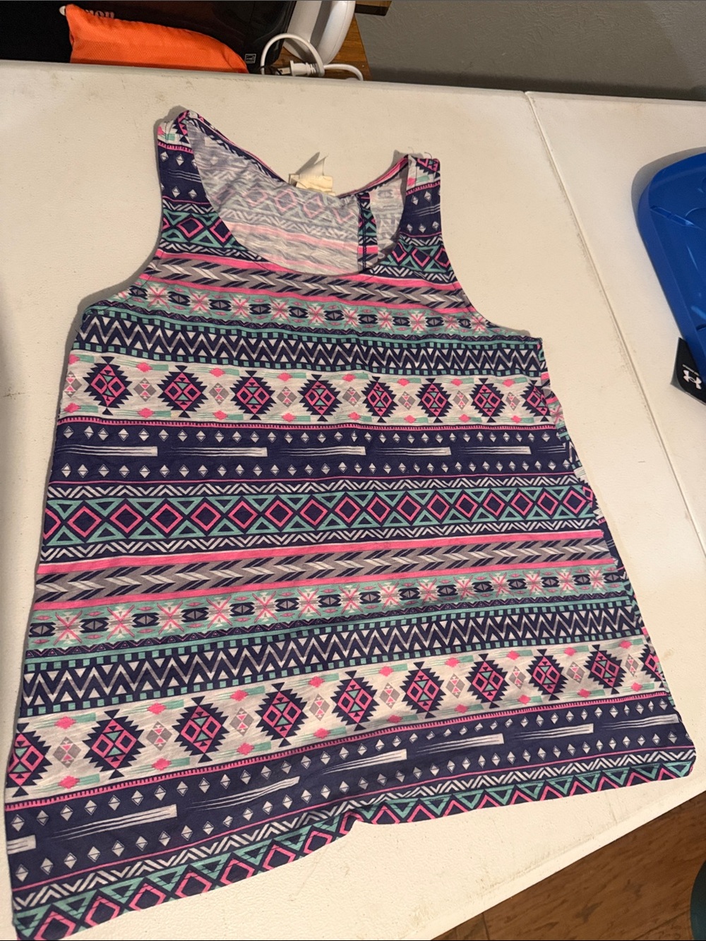 Self Esteem Navy, Pink & Mint Aztec Print Tank Top